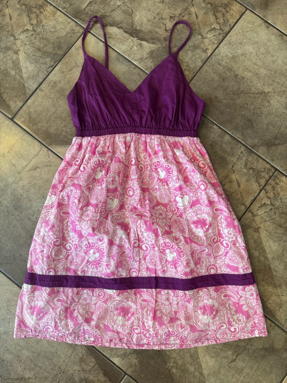 Purple & Pink Paisley Spaghetti Disney Strap Dress